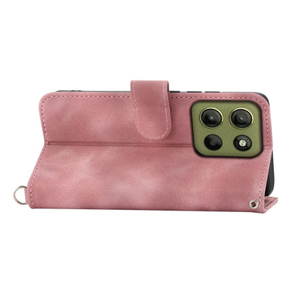 For Motorola Moto G15 4G Case Flower Pattern PU Leather Wallet Phone Cover with Strap