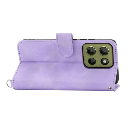 For Motorola Moto G15 4G Case Flower Pattern PU Leather Wallet Phone Cover with Strap