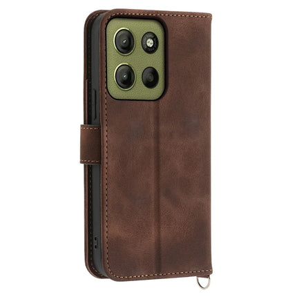 For Motorola Moto G15 4G Case Flower Pattern PU Leather Wallet Phone Cover with Strap