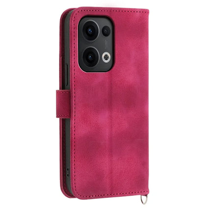 For Oppo Reno13 5G (Global) Case Flower Pattern PU Leather Wallet Phone Cover with Strap