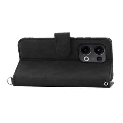 For Oppo Reno13 5G (Global) Case Flower Pattern PU Leather Wallet Phone Cover with Strap