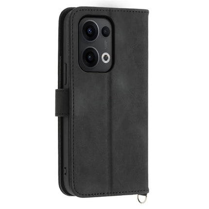 For Oppo Reno13 5G (Global) Case Flower Pattern PU Leather Wallet Phone Cover with Strap