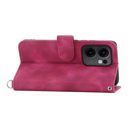 For Oppo Reno13 F 5G Case Flower Pattern PU Leather Wallet Phone Cover with Strap