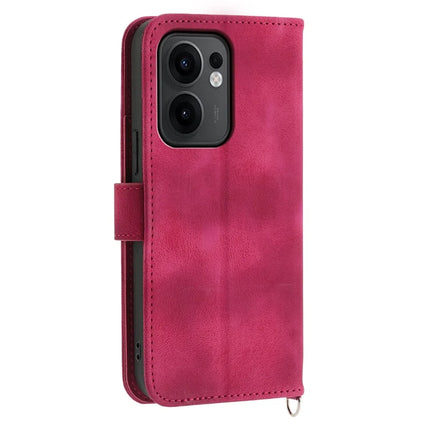 For Oppo Reno13 F 5G Case Flower Pattern PU Leather Wallet Phone Cover with Strap