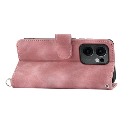 For Oppo Reno13 F 5G Case Flower Pattern PU Leather Wallet Phone Cover with Strap