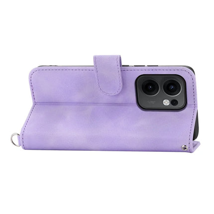 For Oppo Reno13 F 5G Case Flower Pattern PU Leather Wallet Phone Cover with Strap