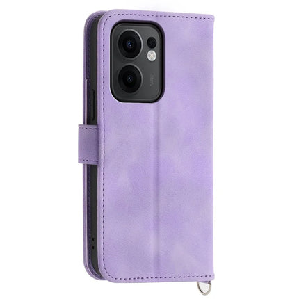 For Oppo Reno13 F 5G Case Flower Pattern PU Leather Wallet Phone Cover with Strap
