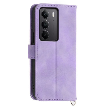 For Realme C75  /  V60 Pro Case Flower Pattern PU Leather Wallet Phone Cover with Strap