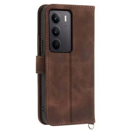 For Realme C75  /  V60 Pro Case Flower Pattern PU Leather Wallet Phone Cover with Strap