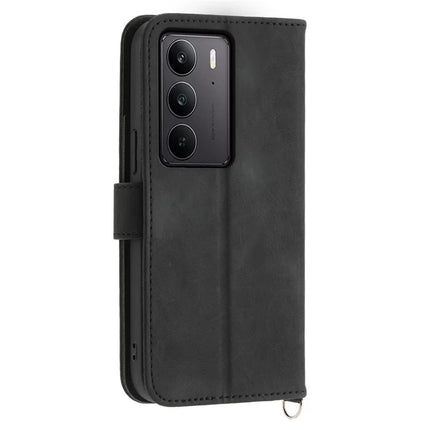 For Realme C75  /  V60 Pro Case Flower Pattern PU Leather Wallet Phone Cover with Strap
