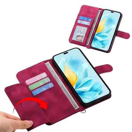 For Honor 300 Pro / 300 Ultra Case Flower Pattern PU Leather Wallet Phone Cover with Strap