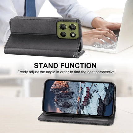 For Motorola Moto G15 4G Case Calf Texture PU Leather Phone Cover with Wallet