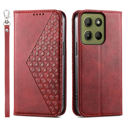 For Motorola Moto G15 4G Case Calf Texture PU Leather Phone Cover with Wallet - Red