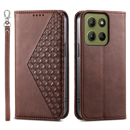 For Motorola Moto G15 4G Case Calf Texture PU Leather Phone Cover with Wallet - Brown