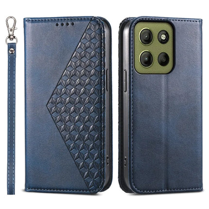 For Motorola Moto G15 4G Case Calf Texture PU Leather Phone Cover with Wallet - Blue
