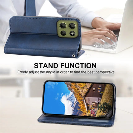 For Motorola Moto G15 4G Case Calf Texture PU Leather Phone Cover with Wallet