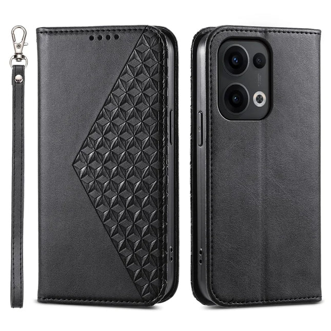 For Oppo Reno13 5G (Global) Case Calf Texture PU Leather Phone Cover with Wallet - Black