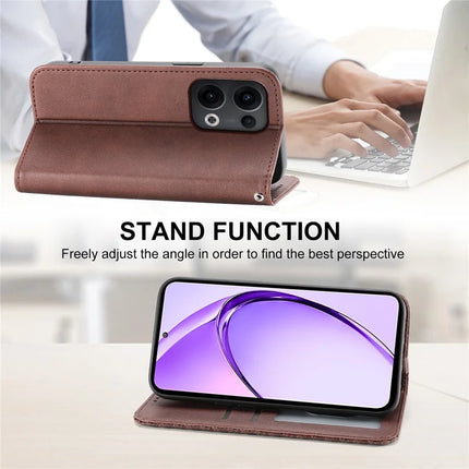 For Oppo Reno13 Pro 5G Case Calf Texture PU Leather Phone Cover with Wallet