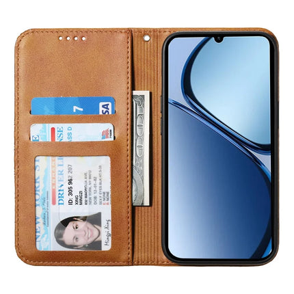 For Realme 13+ 5G Case Calf Texture PU Leather Phone Cover with Wallet