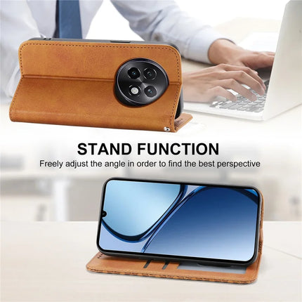 For Realme 13+ 5G Case Calf Texture PU Leather Phone Cover with Wallet