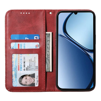For Realme 13+ 5G Case Calf Texture PU Leather Phone Cover with Wallet