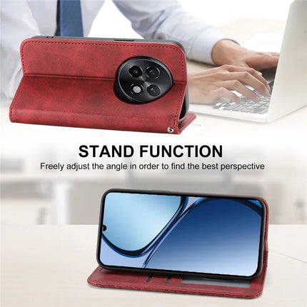 For Realme 13+ 5G Case Calf Texture PU Leather Phone Cover with Wallet