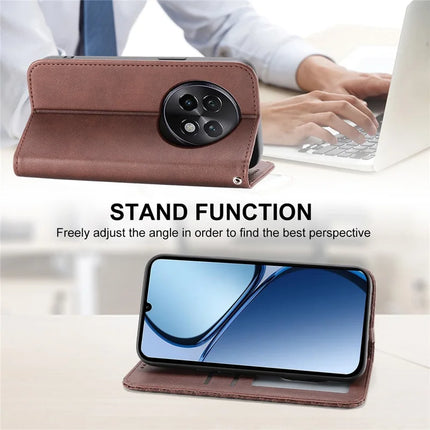 For Realme 13+ 5G Case Calf Texture PU Leather Phone Cover with Wallet