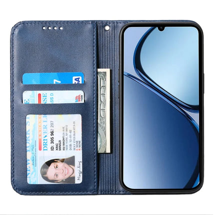 For Realme 13+ 5G Case Calf Texture PU Leather Phone Cover with Wallet