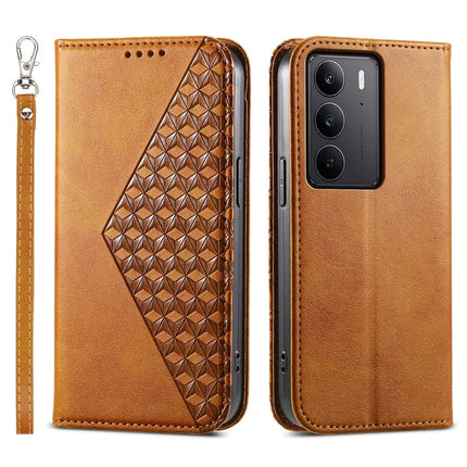 For Realme C75  /  V60 Pro Case Calf Texture PU Leather Phone Cover with Wallet - Yellow