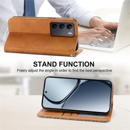 For Realme C75  /  V60 Pro Case Calf Texture PU Leather Phone Cover with Wallet