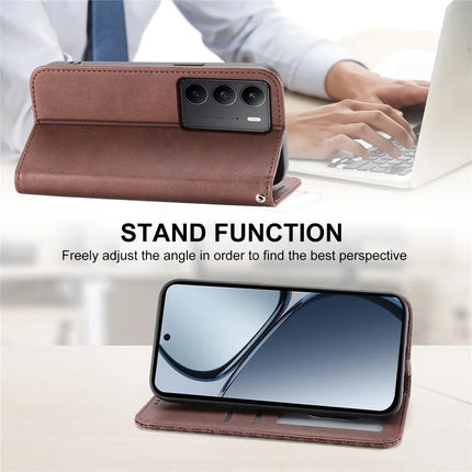 For Realme C75  /  V60 Pro Case Calf Texture PU Leather Phone Cover with Wallet