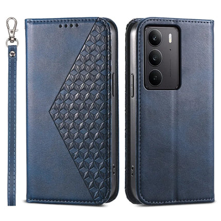 For Realme C75  /  V60 Pro Case Calf Texture PU Leather Phone Cover with Wallet - Blue