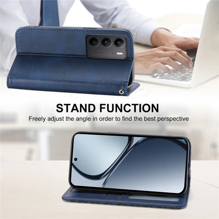 For Realme C75  /  V60 Pro Case Calf Texture PU Leather Phone Cover with Wallet