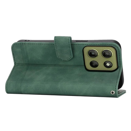 DIERFENG DF-03 For Motorola Moto G15 4G Leather Case Lines Imprint Wallet Phone Cover