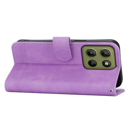 DIERFENG DF-03 For Motorola Moto G15 4G Leather Case Lines Imprint Wallet Phone Cover