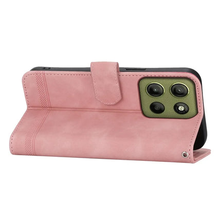 DIERFENG DF-03 For Motorola Moto G15 4G Leather Case Lines Imprint Wallet Phone Cover