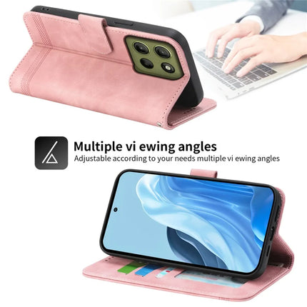 DIERFENG DF-03 For Motorola Moto G15 4G Leather Case Lines Imprint Wallet Phone Cover