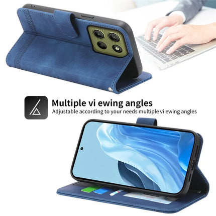 DIERFENG DF-03 For Motorola Moto G15 4G Leather Case Lines Imprint Wallet Phone Cover