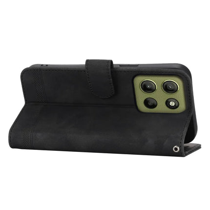 DIERFENG DF-03 For Motorola Moto G15 4G Leather Case Lines Imprint Wallet Phone Cover