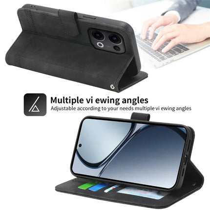 DIERFENG DF-03 For Oppo Reno13 5G (Global) Leather Case Lines Imprint Wallet Phone Cover