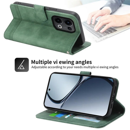 DIERFENG DF-03 For Oppo Reno13 Pro 5G Leather Case Lines Imprint Wallet Phone Cover