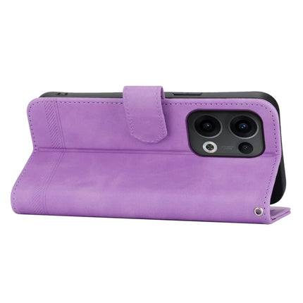 DIERFENG DF-03 For Oppo Reno13 Pro 5G Leather Case Lines Imprint Wallet Phone Cover