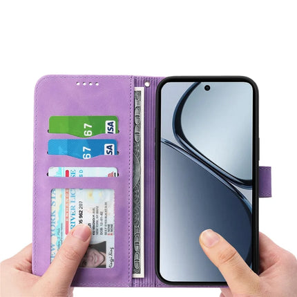 DIERFENG DF-03 For Oppo Reno13 Pro 5G Leather Case Lines Imprint Wallet Phone Cover