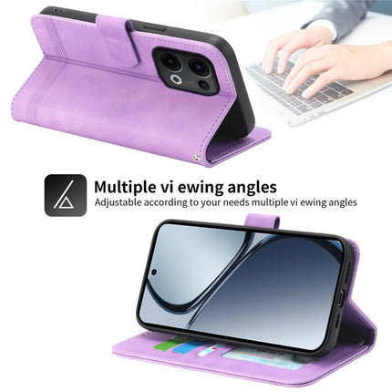 DIERFENG DF-03 For Oppo Reno13 Pro 5G Leather Case Lines Imprint Wallet Phone Cover