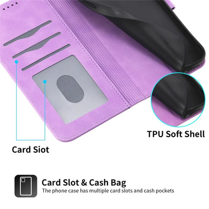 DIERFENG DF-03 For Oppo Reno13 Pro 5G Leather Case Lines Imprint Wallet Phone Cover