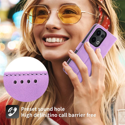 DIERFENG DF-03 For Oppo Reno13 Pro 5G Leather Case Lines Imprint Wallet Phone Cover