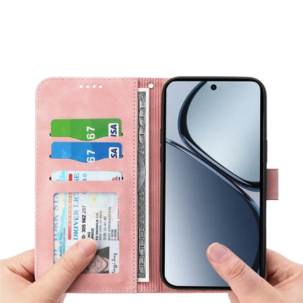 DIERFENG DF-03 For Oppo Reno13 Pro 5G Leather Case Lines Imprint Wallet Phone Cover