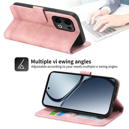 DIERFENG DF-03 For Oppo Reno13 Pro 5G Leather Case Lines Imprint Wallet Phone Cover