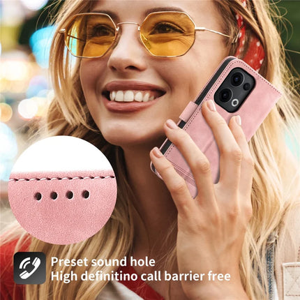 DIERFENG DF-03 For Oppo Reno13 Pro 5G Leather Case Lines Imprint Wallet Phone Cover