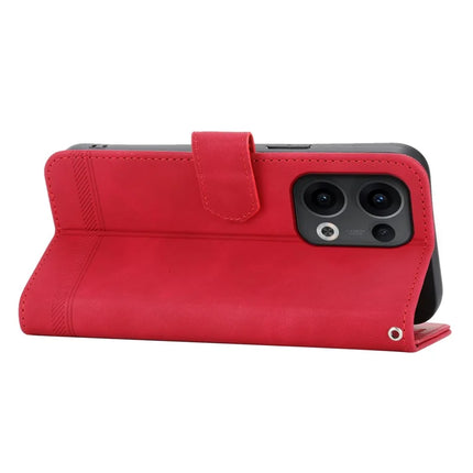DIERFENG DF-03 For Oppo Reno13 Pro 5G Leather Case Lines Imprint Wallet Phone Cover